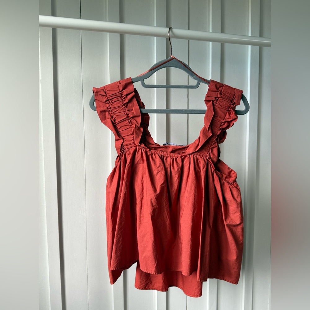 Zara Ruffled Red Blouse - Picture 2 of 4